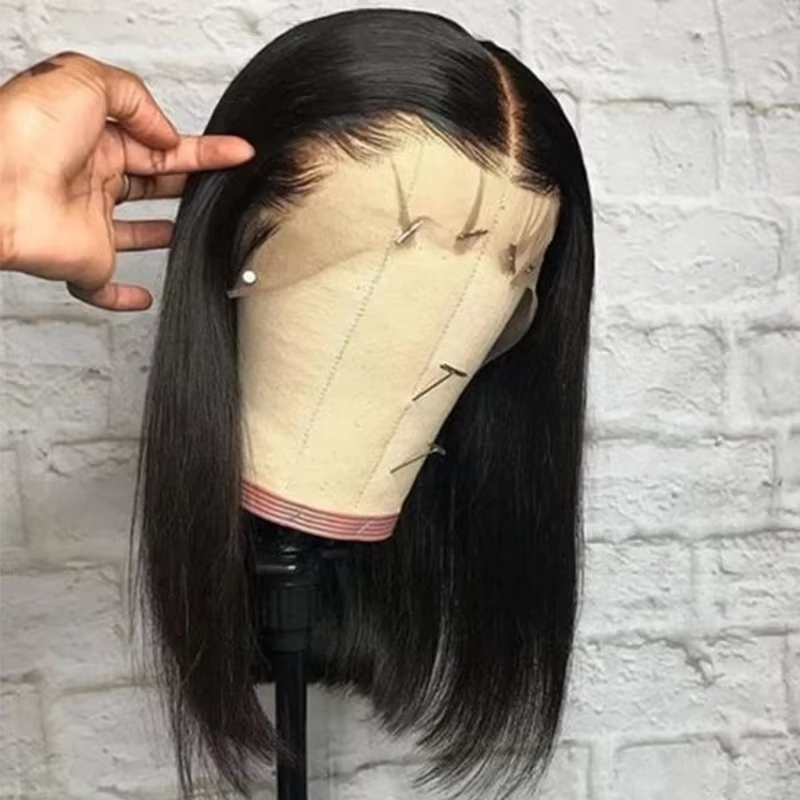 Pre Parted 13X4 Lace Front Bob Wig - شعر برازيلي قصير مستقيم 13x6 بكثافة