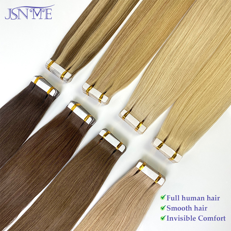 Invisible Tape In Extensions Real Hair - وصلات شعر JSNME بشرية 100%، شعر