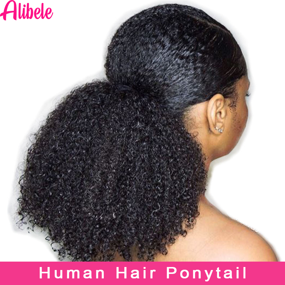 Seamless Clip In Hair Extensions Human Hair - أليبيل-موكوليان وصلات ذيل حصان مجعد غريب