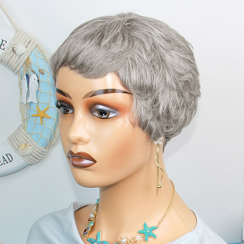 Short Pixie Cut Wig Human Hair Cheap - باروكة شعر بشري قصيرة مستقيمة ملونة