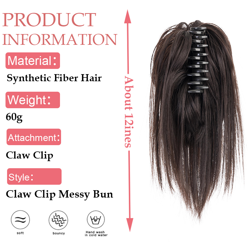 سنوليت الاصطناعية مستقيم مخلب  - مراجعة Claw Clip Messy Bun Hair Piece وسعره
