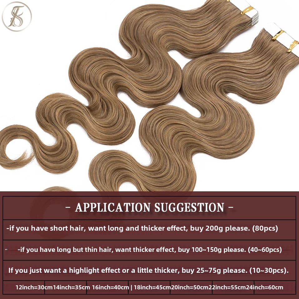 TESS 20 قطعة شريط متموج في وصل - مراجعة Invisible Tape In Extensions Real Hair وسعره