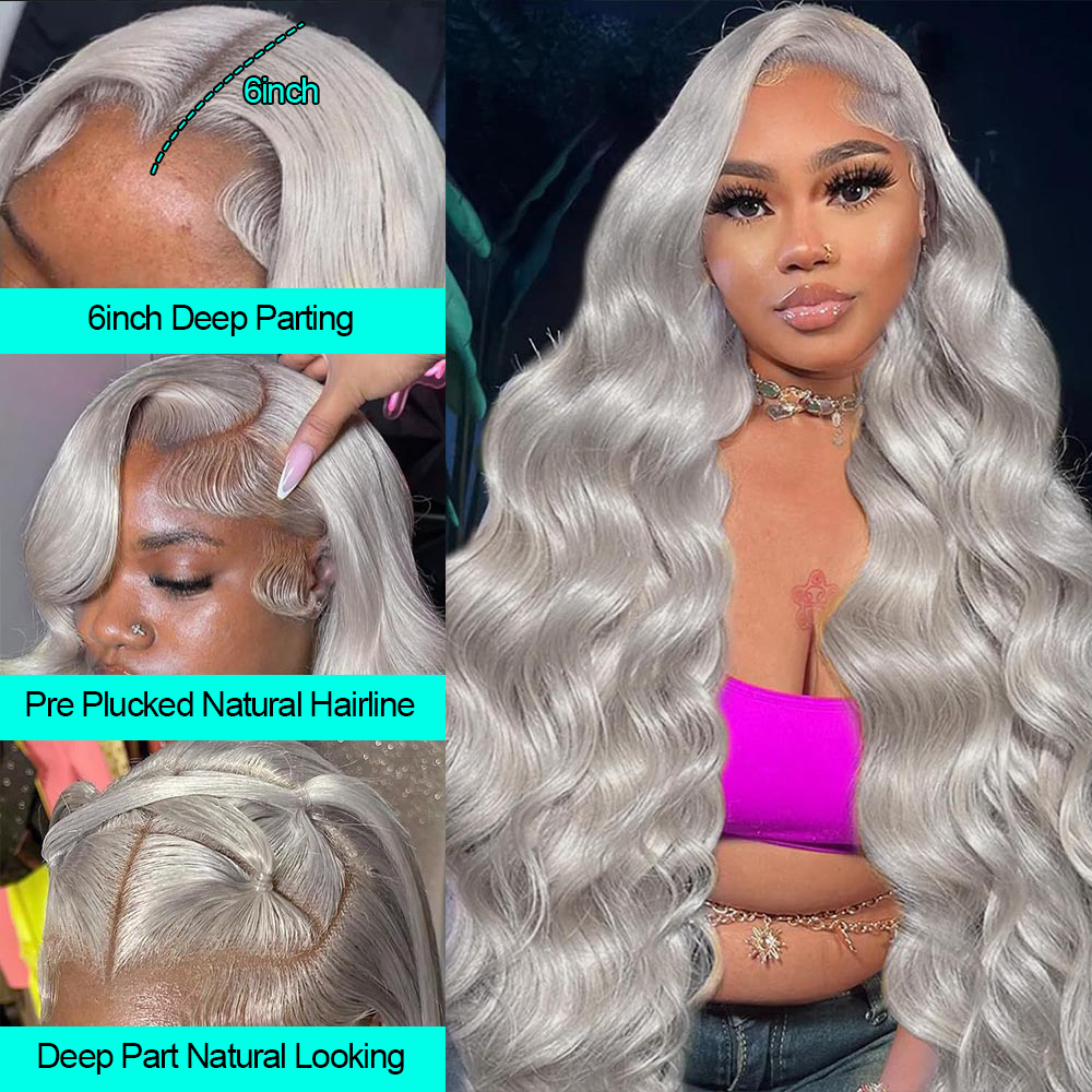 تأثيري الجسم موجة فضي رمادي 13 - مراجعة 613 Blonde Body Wave Lace Front Wig وسعره