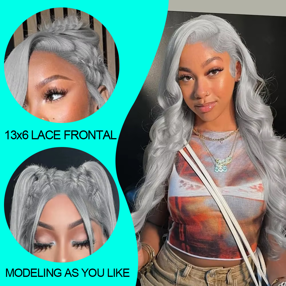 تأثيري الجسم موجة فضي رمادي 13 - مراجعة 613 Blonde Body Wave Lace Front Wig وسعره