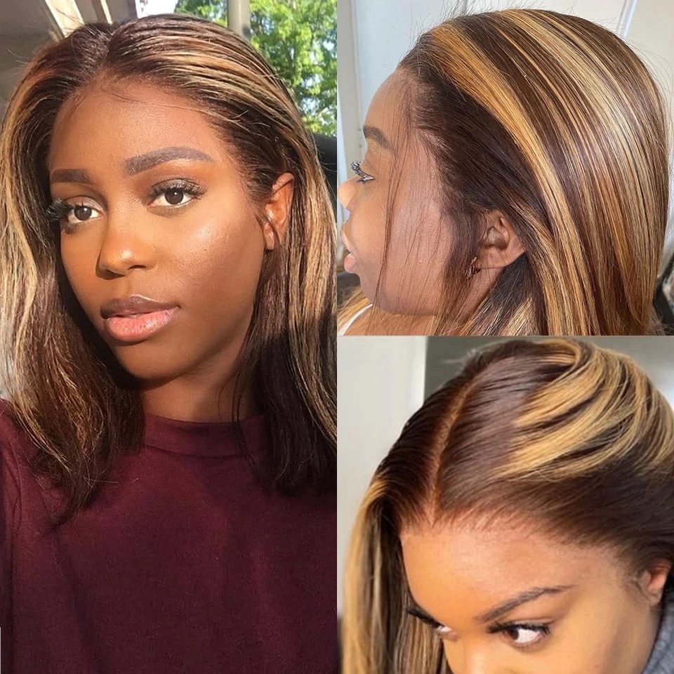 شعر مستعار بوب مستقيم بلون P4/ - مراجعة Pre Parted 13X4 Lace Front Bob Wig وسعره