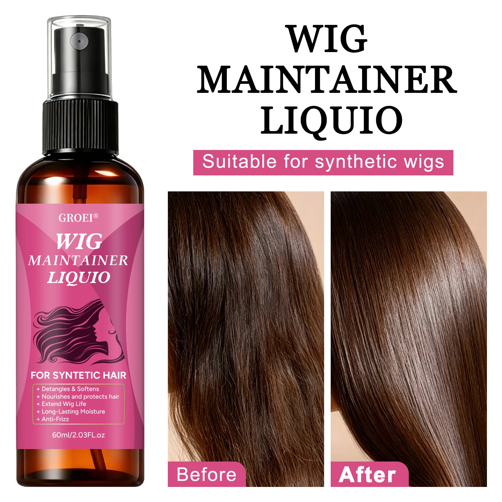 بخاخ جروي المضاد للتجعد للعناي - مراجعة Synthetic Wigs وسعره