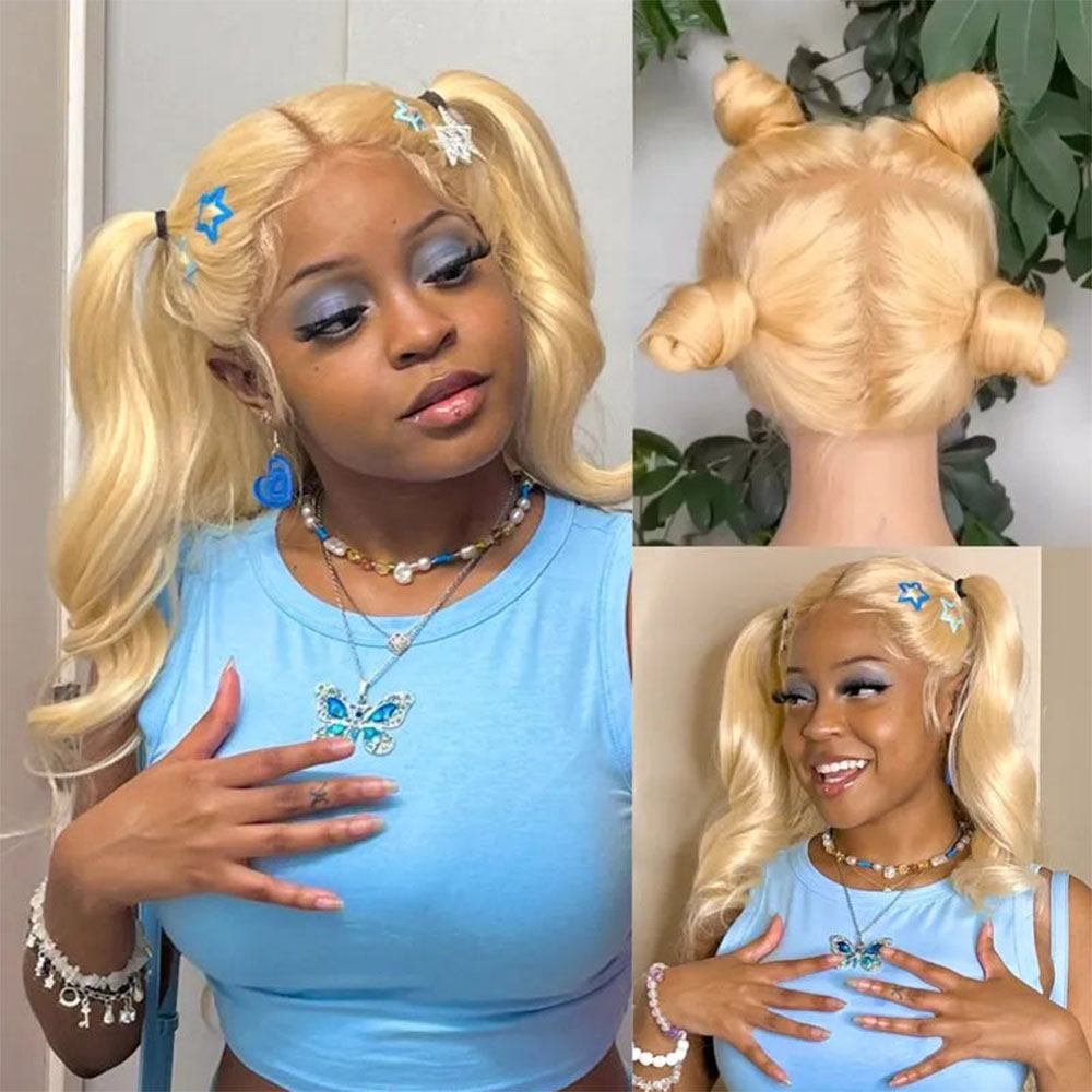 باروكة شعر طبيعي بلون أشقر 613 - مراجعة 613 Blonde Body Wave Lace Front Wig وسعره