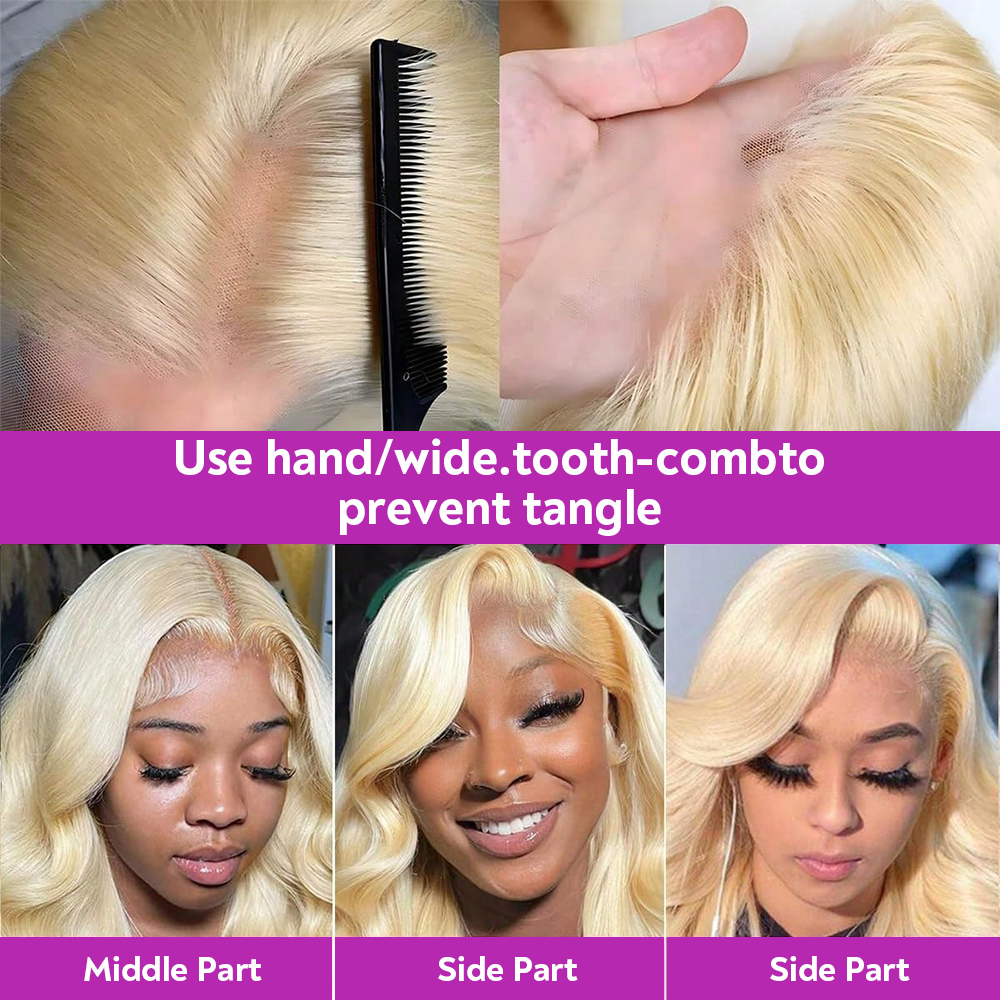 باروكة شعر بشري برازيلي بلون أ - مراجعة 613 Blonde Body Wave Lace Front Wig وسعره
