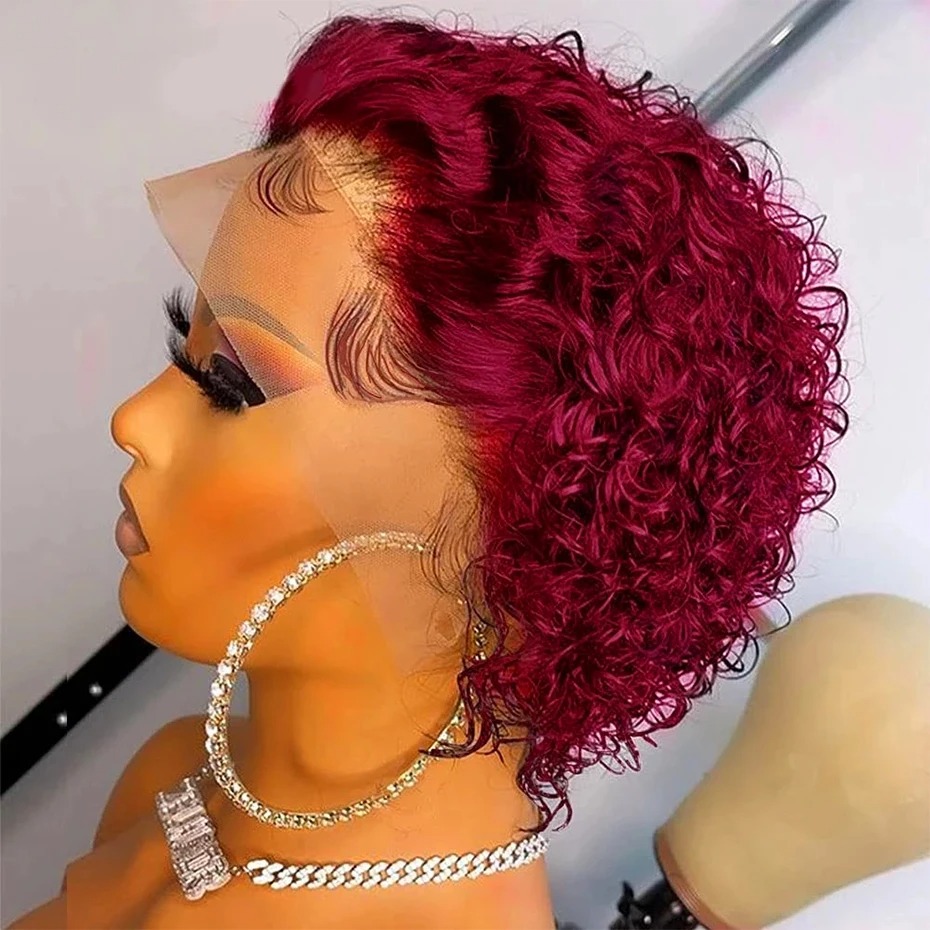 شعر مستعار بيكسي كت بلون 99J،  - مراجعة Short Pixie Cut Wig Human Hair Cheap وسعره