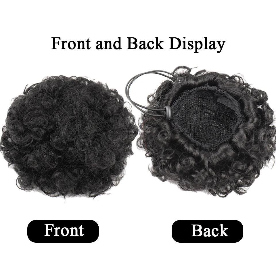 وصلة شعر أفرو بف برباط للنساء  - مراجعة Drawstring Afro Curly Puff Ponytail وسعره