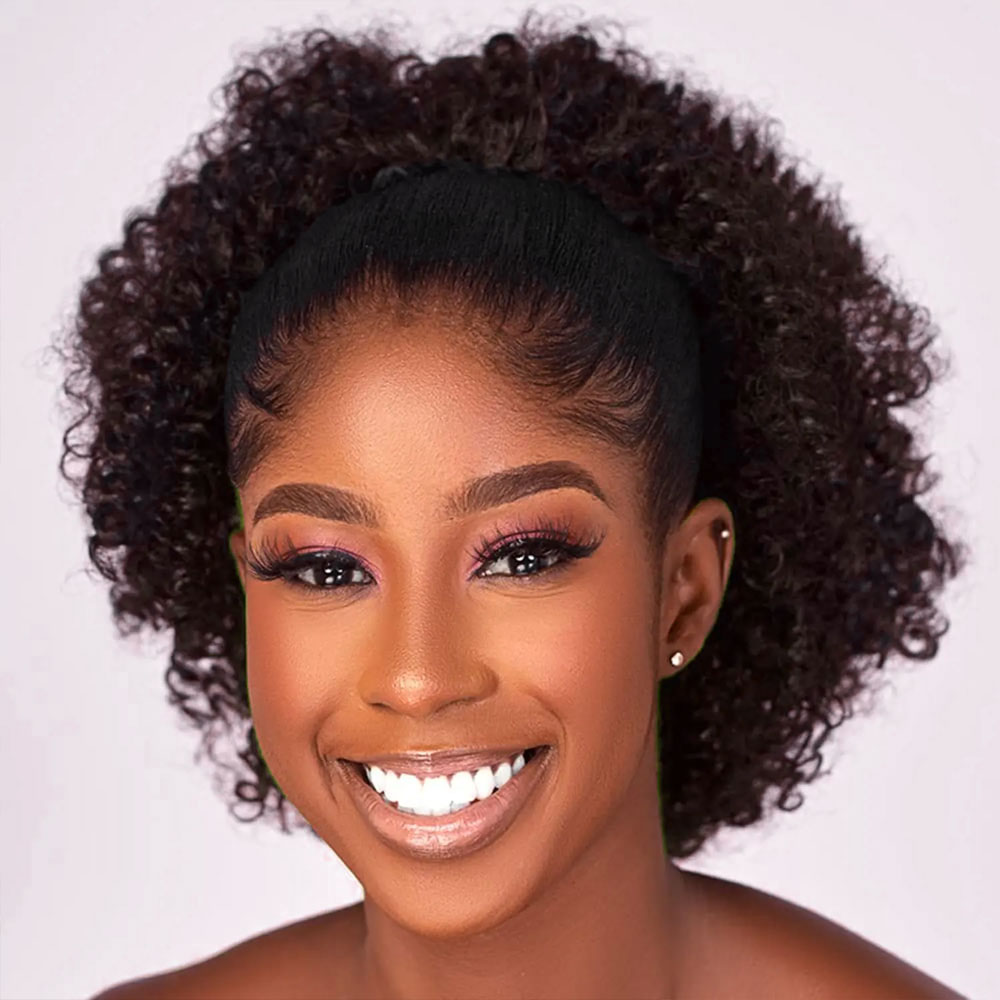 وصلة شعر أفرو بف مجعدة برباط خ - مراجعة Drawstring Afro Curly Puff Ponytail وسعره